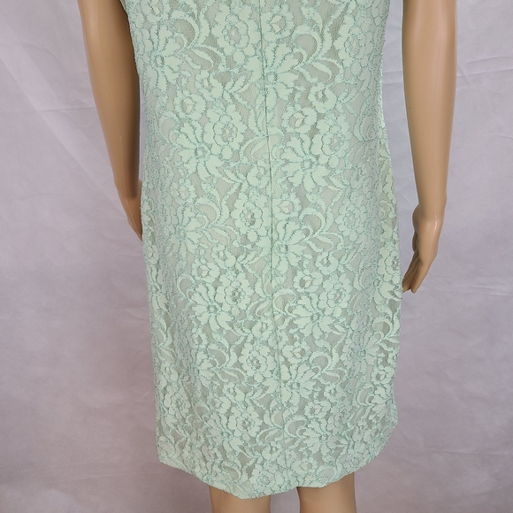 New York & Company Stretch  Women's (M) Mint Green Lace Sleeveless Sheath Dress - Picture 8 of 12